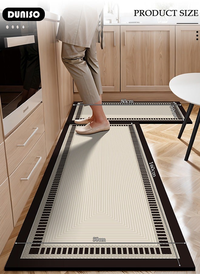 DUNISO Diatom Mud Bath Mat Set Bathroom Kitchen Rug Mat Extra Soft and Absorbent Bath Rugs Non-Slip Quick Drying Floor Bath Tub Mat for Bathroom Floor Tub and Shower 50*80CM+50*160CM - Image 3