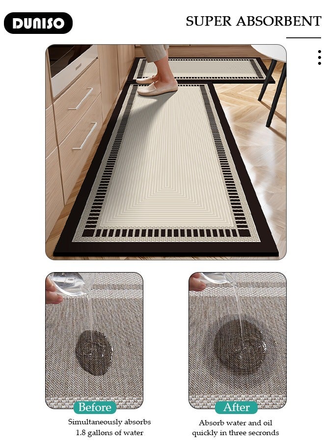 DUNISO Diatom Mud Bath Mat Set Bathroom Kitchen Rug Mat Extra Soft and Absorbent Bath Rugs Non-Slip Quick Drying Floor Bath Tub Mat for Bathroom Floor Tub and Shower 50*80CM+50*160CM - Image 5