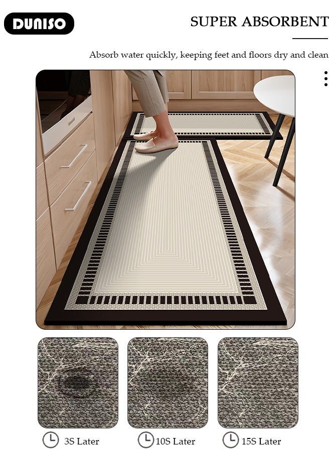 DUNISO Diatom Mud Bath Mat Set Bathroom Kitchen Rug Mat Extra Soft and Absorbent Bath Rugs Non-Slip Quick Drying Floor Bath Tub Mat for Bathroom Floor Tub and Shower 50*80CM+50*160CM - Image 4