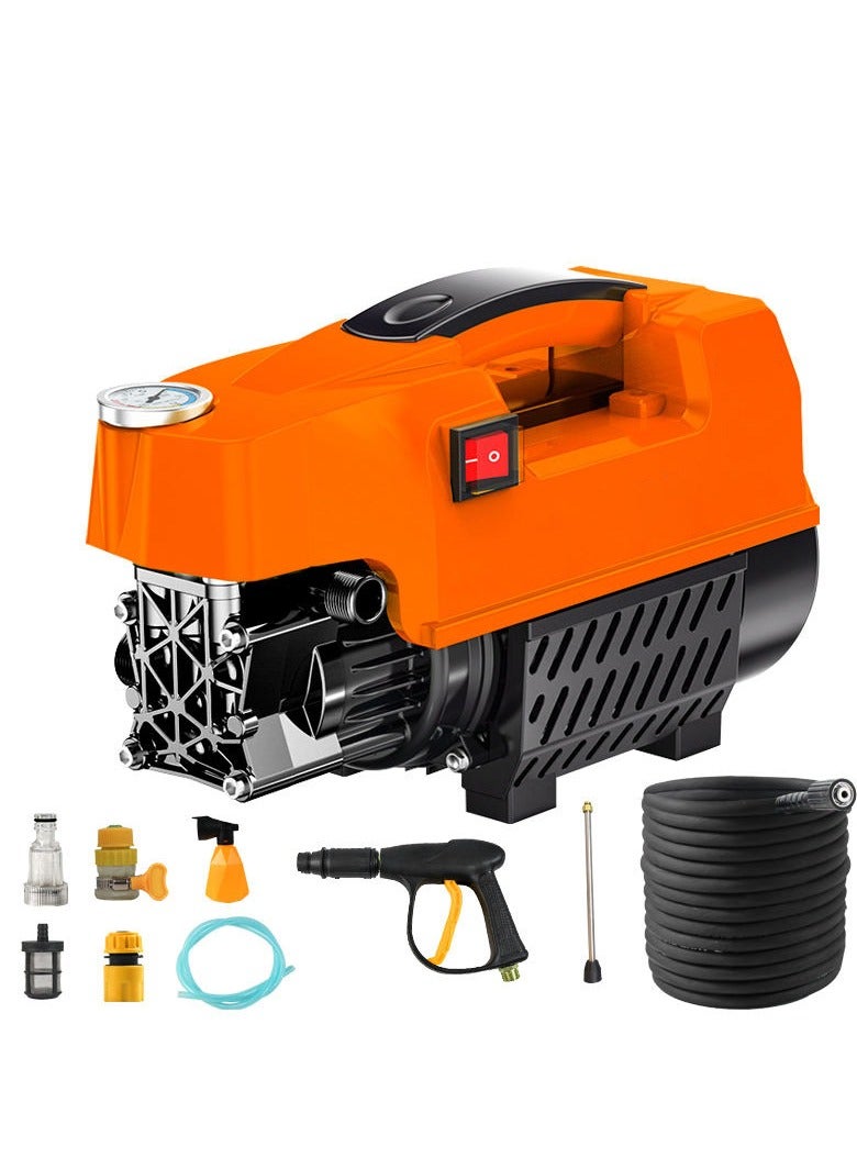 بلو فاير غسالة ضغط عالي كهربائية 1800 واط بقوة 120 بار (ذروة 8800 واط) مع مسدس رغوة وأنبوب 8 أمتار - مثالية لتنظيف السيارات، الدراجات، الأفنية، والواجهات الخارجية للمنزل بقوة محترفة - Image 1