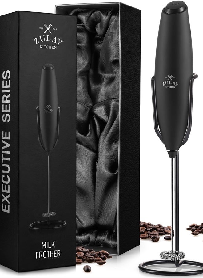 Zulay Kitchen عصا رغوة الحليب من سلسلة Executive - حامل مطور ومحسن - هدية قهوة مثالية - صانع رغوة قهوة محمول باليد للاتيه - خلاط حليب كهربائي محمول للكابتشينو - Image 1