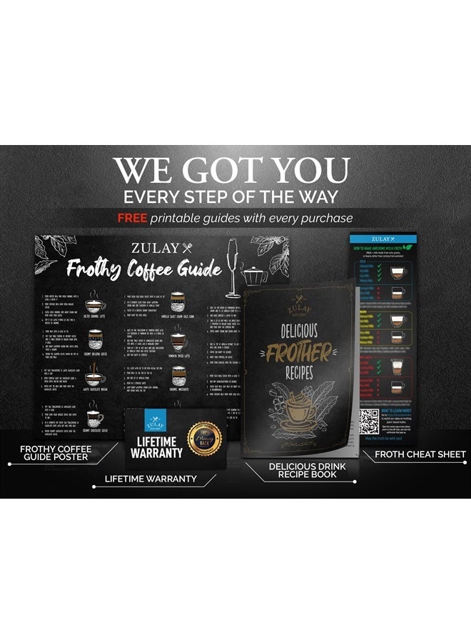 Zulay Kitchen عصا رغوة الحليب من سلسلة Executive - حامل مطور ومحسن - هدية قهوة مثالية - صانع رغوة قهوة محمول باليد للاتيه - خلاط حليب كهربائي محمول للكابتشينو - Image 5