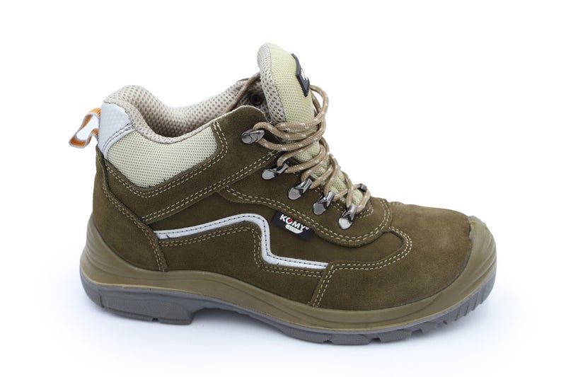 Komy Pro Series Premium Engineer High Ankle Safety Shoes S1PL SR Non Metalic, With Composite Toe Cap, Kevlar Midplate, Antistatic EVA , PU Dual Density Sole, Super Slip-Resistant ,  Breathable & Abrasion Resistant Mesh Lining & Brown Cow Suede Leather Upper  - Model No: KMS230M - Image 2