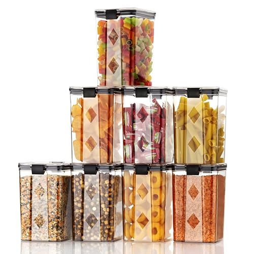 Homeor Houshe Plastic Air Tight BPA Free Containers For Kitchen Storage Set, Storage Jar Food & Multipurpose Pantry Oraginzer,1100 Ml Set of 8, Black - Image 1