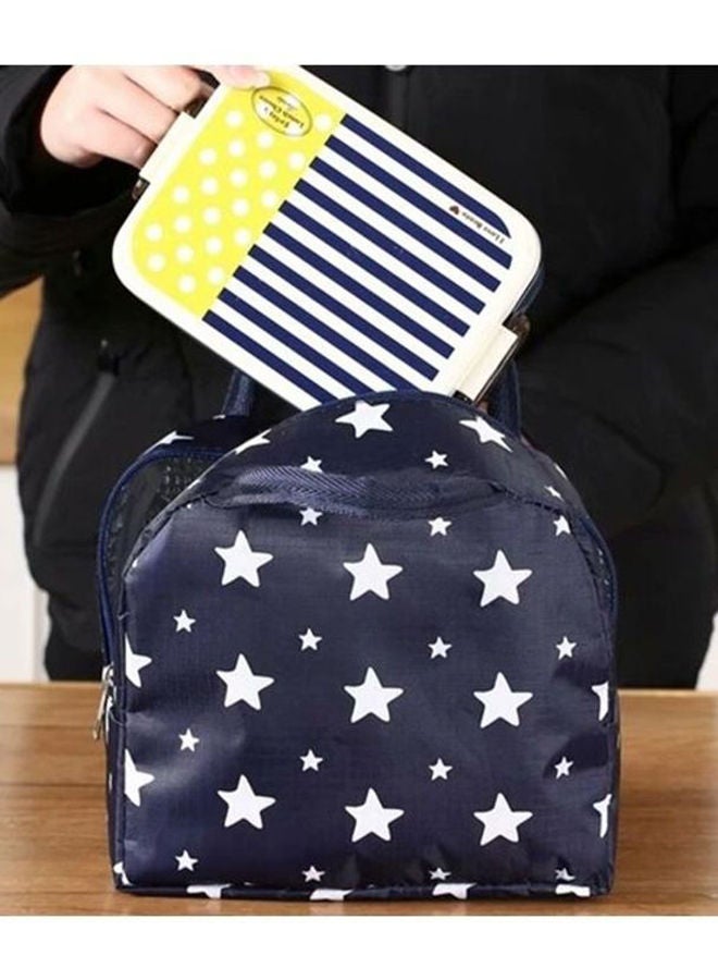 Y&D Star Print Insulated Lunch Bag Blue/White 23x21x13cm  - Image 4