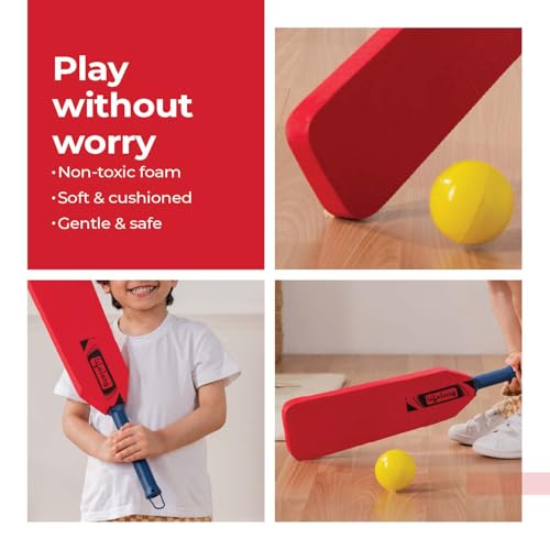Lifelong Foam Cricket Bat & Ball Set for Kids with Easy-Grip Handle | Safe Non-Toxic | Indoor & Outdoor Play Cricket-Kit for Kids 1–4 Years | Red - Image 2