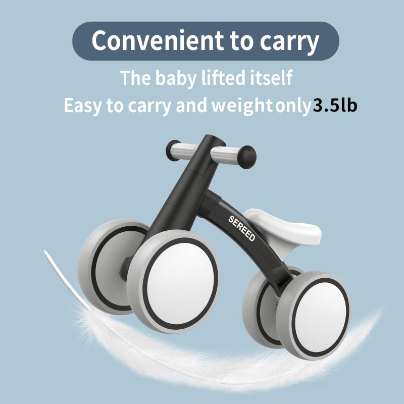 SEREED Baby Balance Bike for 1 Year Old Boys Girls 12-24 Month Toddler Balance Bike, 4 Wheels Toddler First Bike, First Birthday Gifts (Black) - Image 4