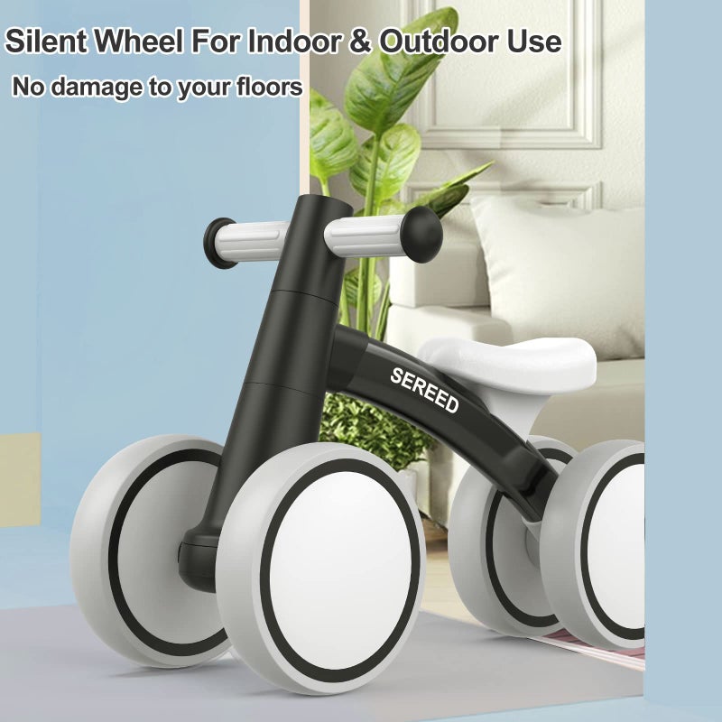 SEREED Baby Balance Bike for 1 Year Old Boys Girls 12-24 Month Toddler Balance Bike, 4 Wheels Toddler First Bike, First Birthday Gifts (Black) - Image 5