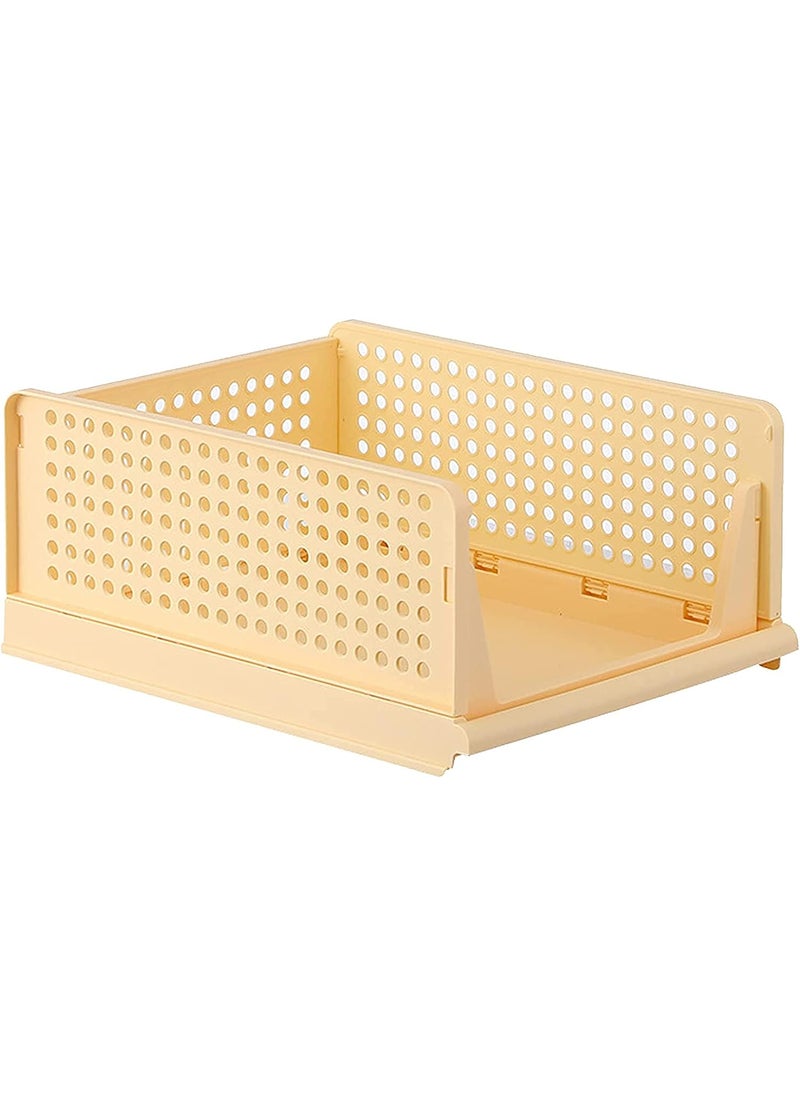 HOUSE OF QUIRK House of Quirk Stackable Wardrobe Storage Box, Detachable Drawer Organizer, Foldable Clothes Shelf Baskets, Plastic Containers Cubes, Suitable for Bedroom, Bathroom, Kitchen, Office (1 Pcs, Yellow)  - Image 1