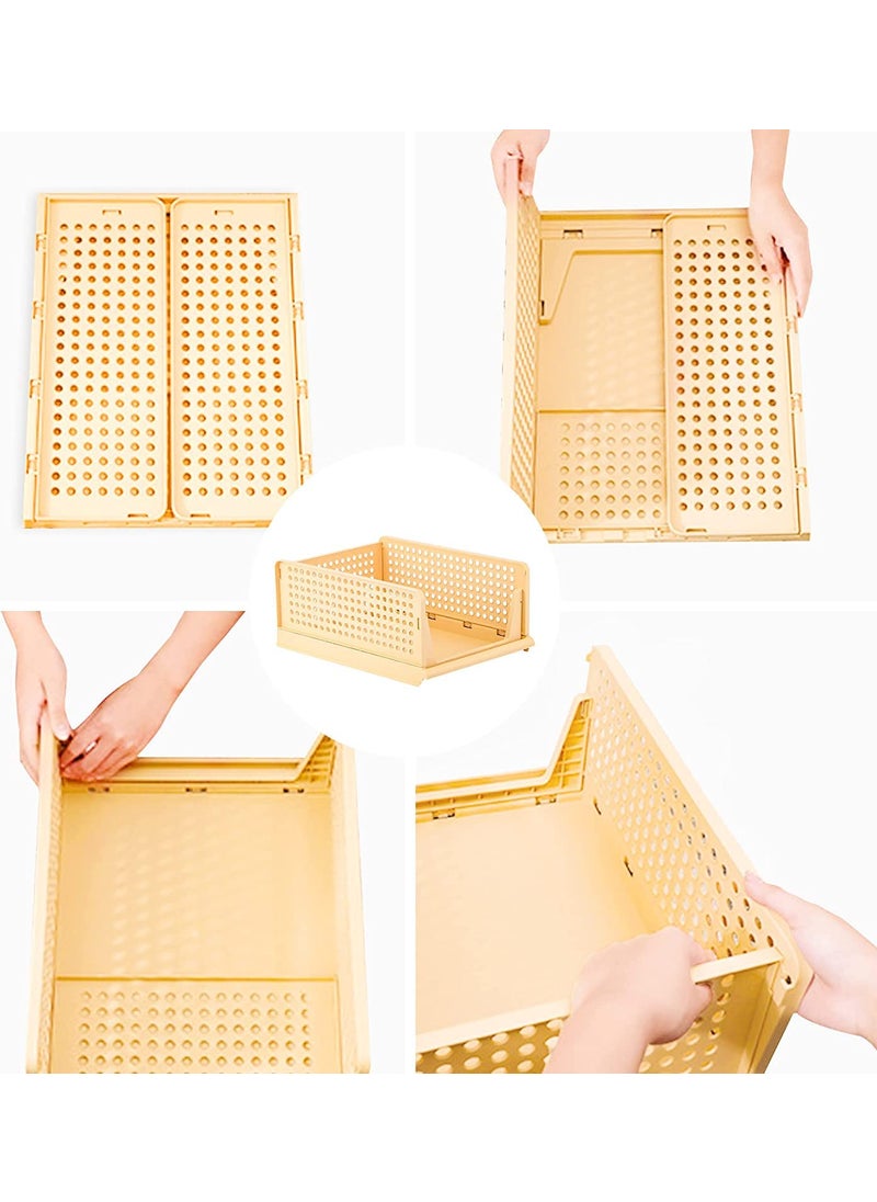 HOUSE OF QUIRK House of Quirk Stackable Wardrobe Storage Box, Detachable Drawer Organizer, Foldable Clothes Shelf Baskets, Plastic Containers Cubes, Suitable for Bedroom, Bathroom, Kitchen, Office (1 Pcs, Yellow)  - Image 5