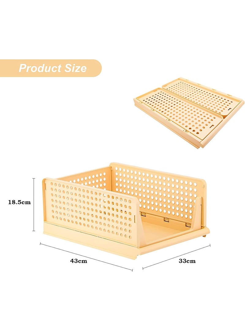 HOUSE OF QUIRK House of Quirk Stackable Wardrobe Storage Box, Detachable Drawer Organizer, Foldable Clothes Shelf Baskets, Plastic Containers Cubes, Suitable for Bedroom, Bathroom, Kitchen, Office (1 Pcs, Yellow)  - Image 2