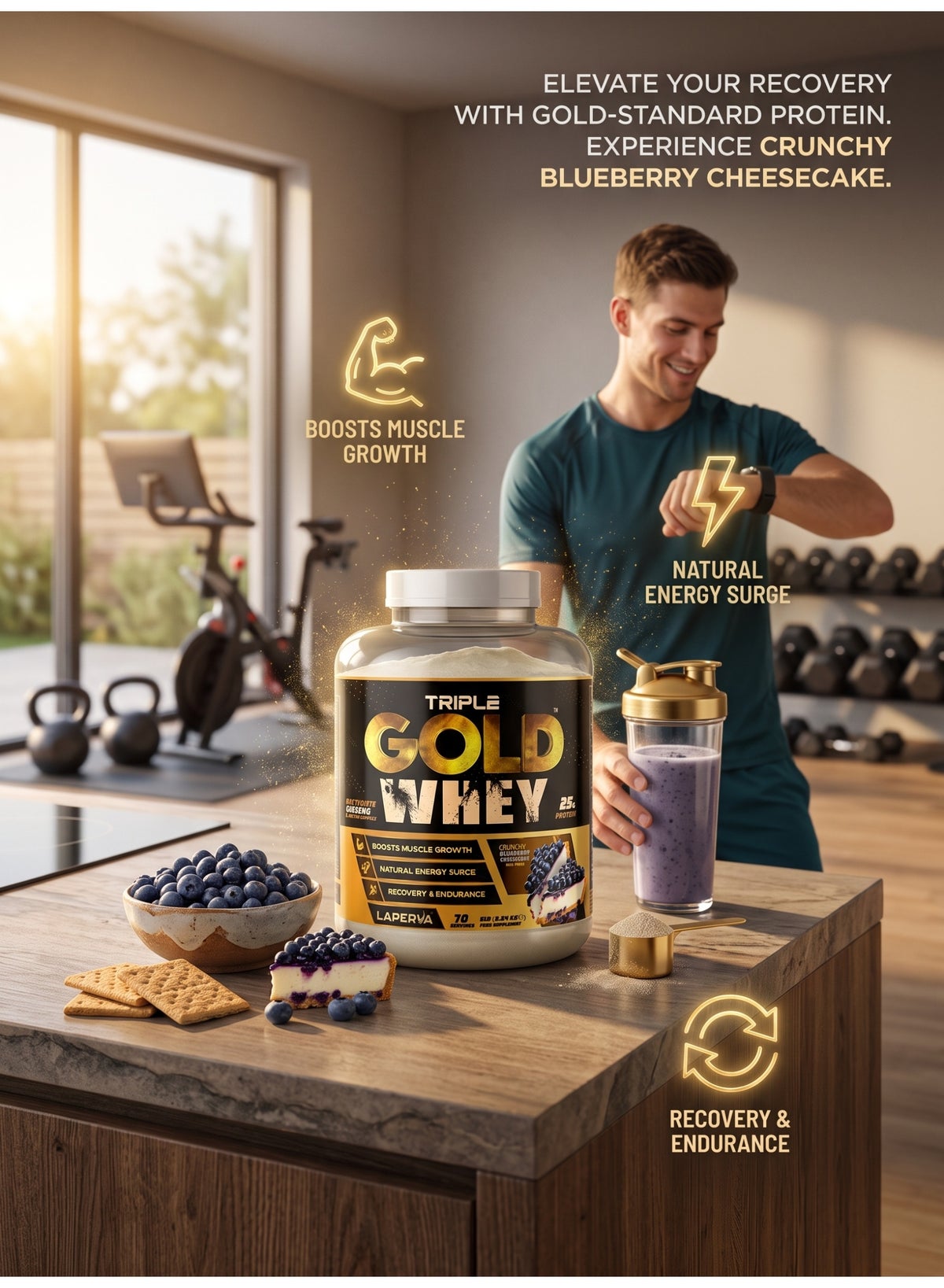Laperva Triple Gold Whey Crunchy Blueberry Cheesecake 5lbs
