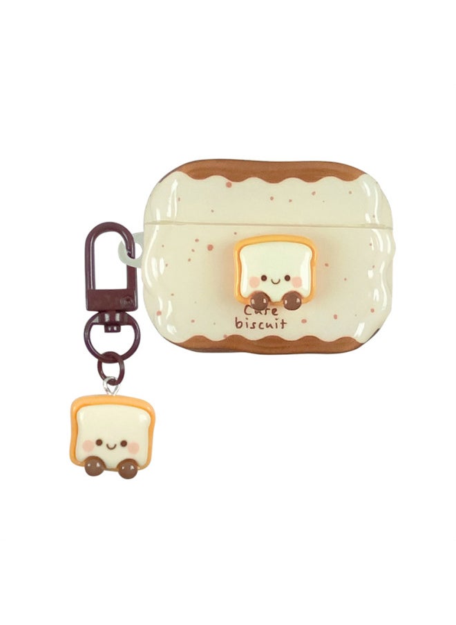 Generic Cute Three-Dimensional Toast Bread Airpods4 Generation Protective Cover 2 Generation 3 Generation Pro2 For Apple Bluetooth Earphone Case-Color:Three-dimensional Toast + Pendant-Applicable Models:Airpods 4th Generation  - Image 1