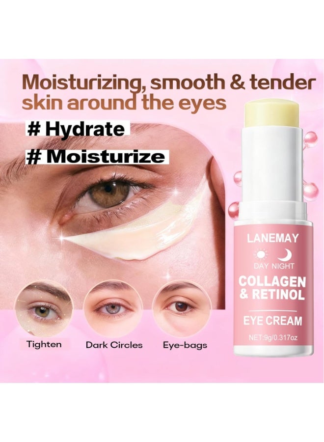 LANEMAY Retinol & Collagen Eye Cream Stick for Wrinkles & Moisturizing - Anti-Aging with Niacinamide & Vitamin E - Deeply Hydrate & Smooth Fine Lines - Portable Undereye Treatment 9g - Image 3