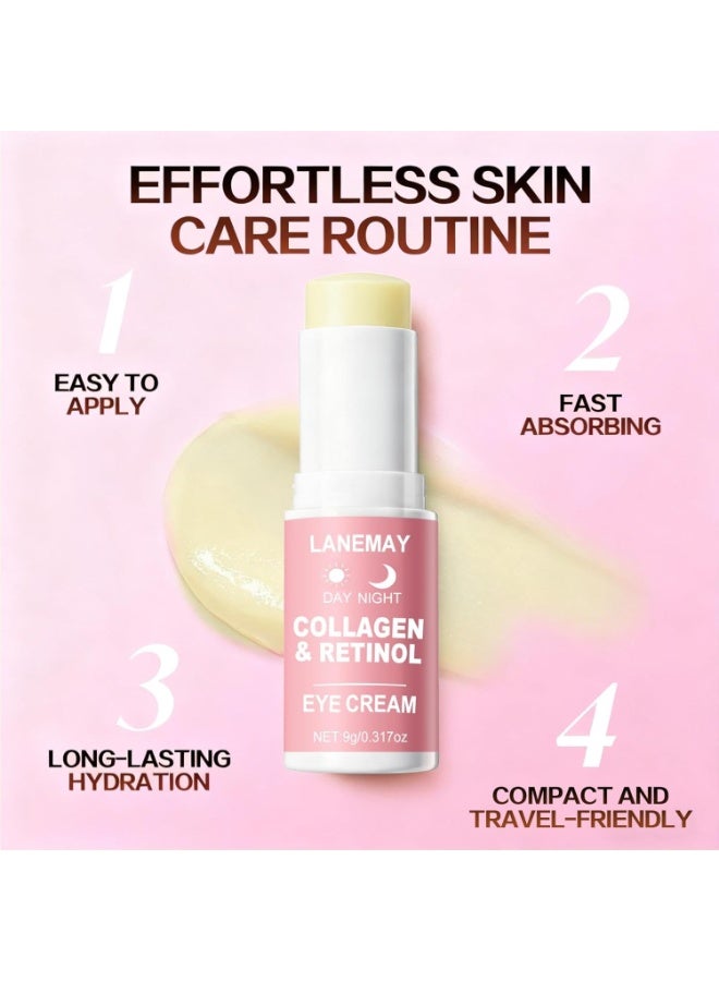 LANEMAY Retinol & Collagen Eye Cream Stick for Wrinkles & Moisturizing - Anti-Aging with Niacinamide & Vitamin E - Deeply Hydrate & Smooth Fine Lines - Portable Undereye Treatment 9g - Image 5
