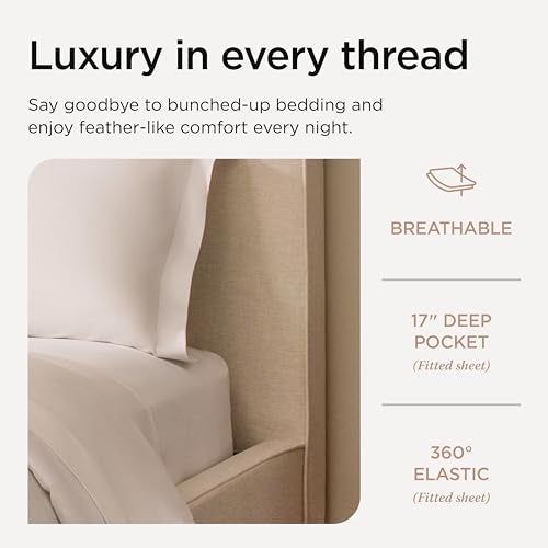 Threadmill Luxury Supima Queen Sheet Set, 1200 Thread Count 100% Cotton Sheets for Queen Size Mattress, 4 Pc Bed Sheets Queen Size Set, 5-Star Hotel Quality White Queen Sheets Elasticized Deep Pocket - Image 5