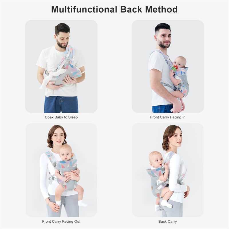 IULONEE Baby Carrier, Embrace Cozy 4-in-1 Infant Carrier Ergonomic Adjustable Holder Portable Convertible Front and Back Backpack Carry for Infants Toddlers Babies Girl and Boy 7-45 Pounds (Blue) - Image 4