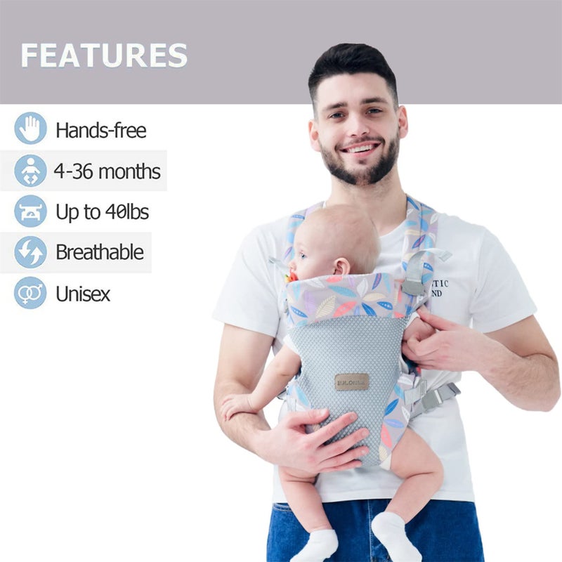 IULONEE Baby Carrier, Embrace Cozy 4-in-1 Infant Carrier Ergonomic Adjustable Holder Portable Convertible Front and Back Backpack Carry for Infants Toddlers Babies Girl and Boy 7-45 Pounds (Blue) - Image 3