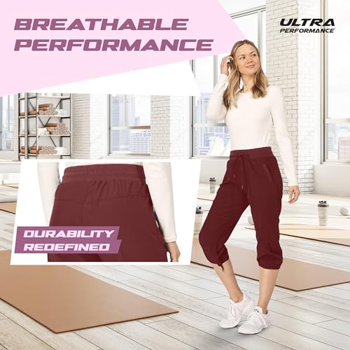Ultra Performance Capri Pants for Women 2 Pack Womens Capris Hiking Capri Pants Summer Clothes for Women (Avail in Plus Size) Wine, Navy - Image 4