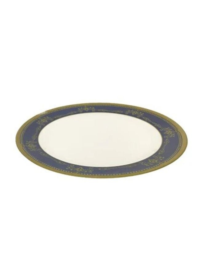 Grand Dessert Plate Beige/Green/Blue