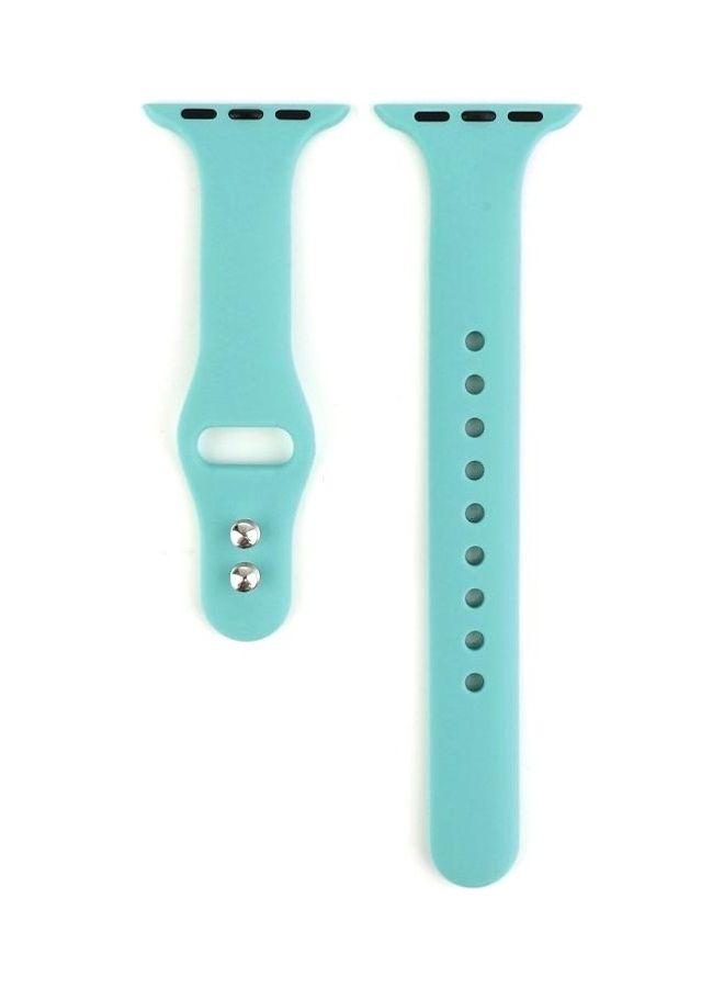 NIBEMINENT Double Buckle Replacement Wrist Strap For Apple Watch Series 6/SE/5/4 40mm And 3/2/1 38mm Mint Green  - Image 2