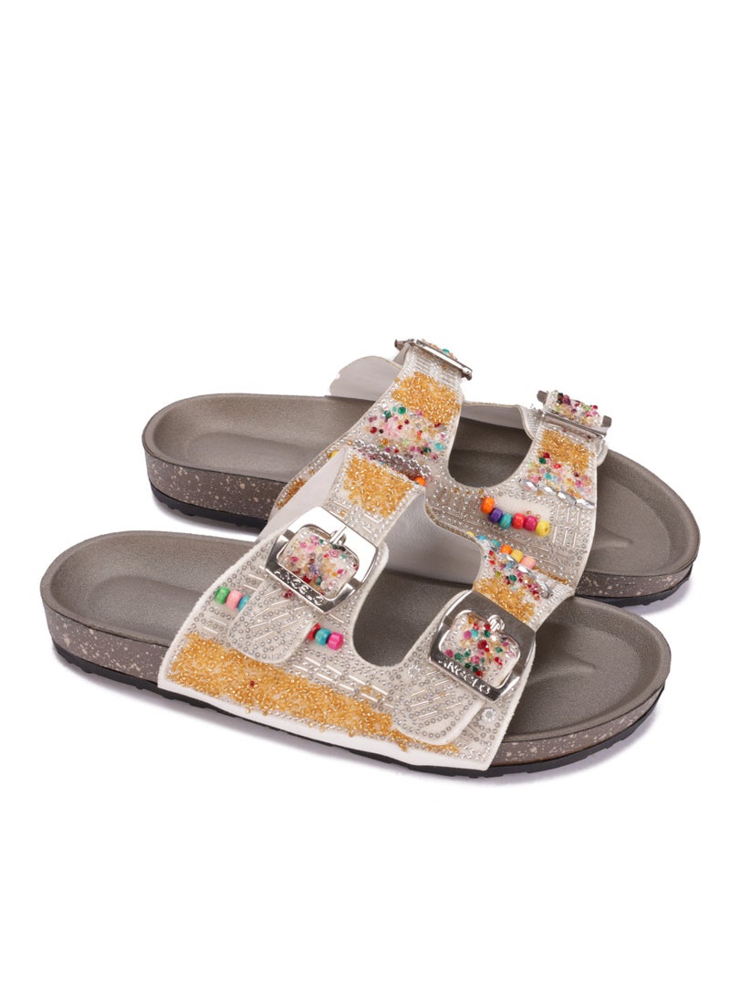 Women's Double Strap Embellished Slipper - Comfortable and Fashionable Design  - Image 1