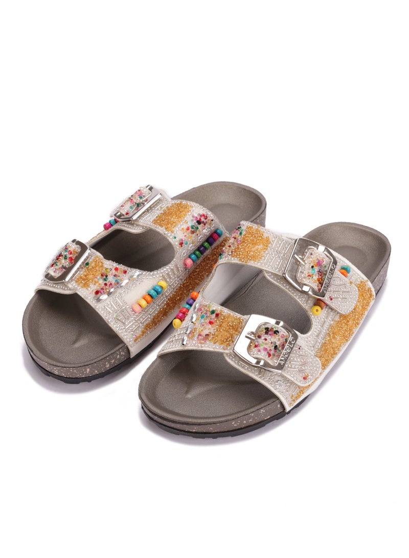 Women's Double Strap Embellished Slipper - Comfortable and Fashionable Design  - Image 2