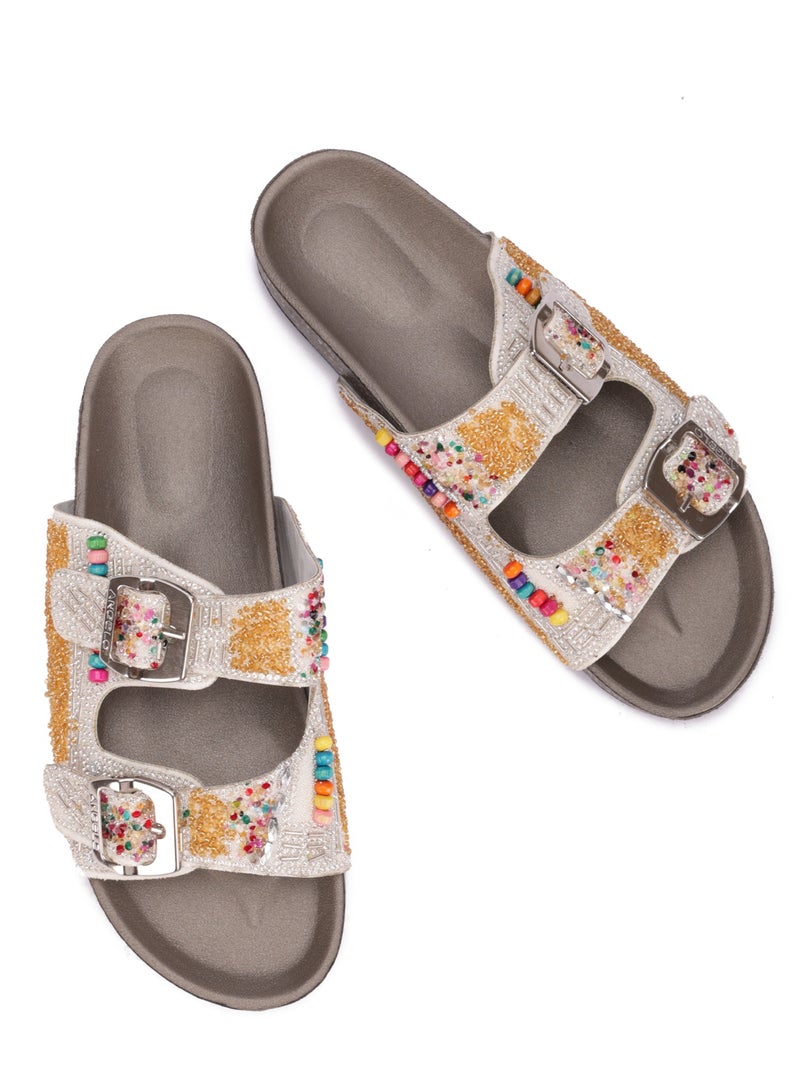 Women's Double Strap Embellished Slipper - Comfortable and Fashionable Design  - Image 3