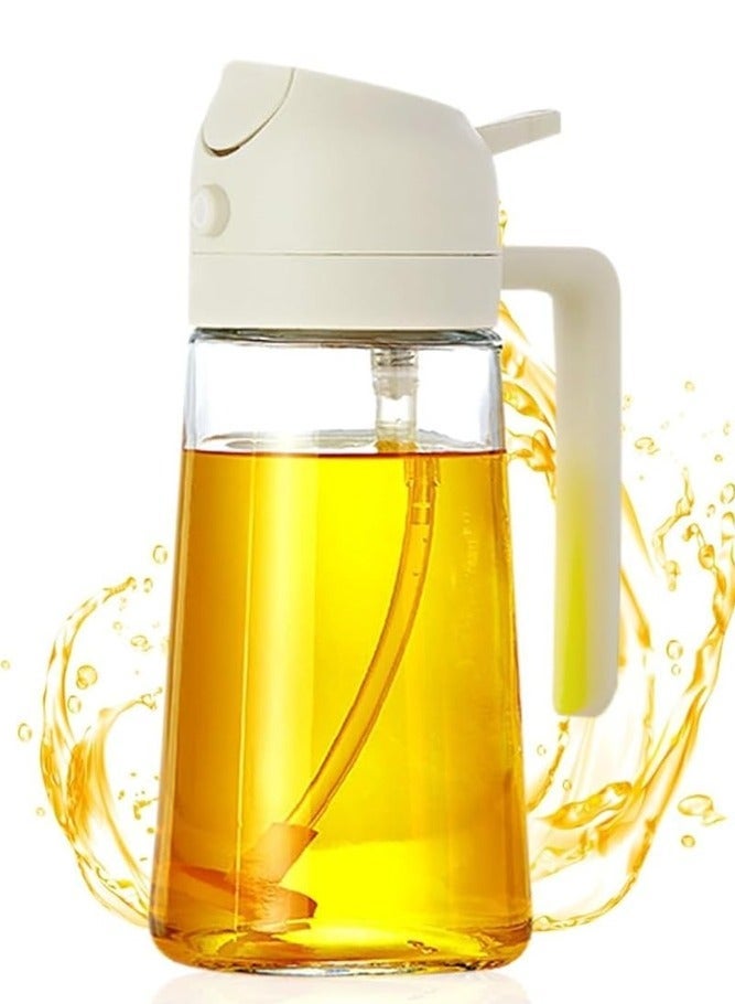 2-IN-1 OIL DISPENSER & SPRAYER BOTTLE  470ML GLASS NON-DRIP REFILLABLE OIL MISTER FOR KITCHEN, GRILLING & MORE