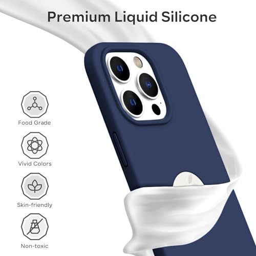 Elzzi Microfiber Logo Cut Cover Compatible for iPhone 15 Pro Case Liquid Silicone Cases Non-Slip Full Body Protective Covers Shockproof Back Cover with High Raised Camera (6.1 inch, Titanium Blue) - Image 3