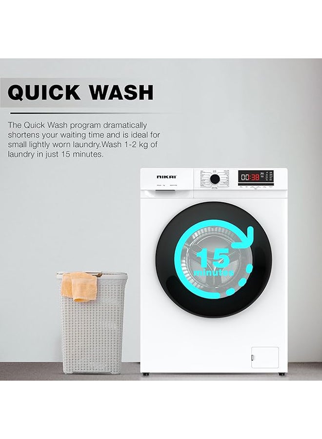 NIKAI 7KG 16 Programs Front Load Washer, Steam Wash, 1000 RPM, 4 Star Energy Saving Fully Automatic Washing Machine, Digital LCD Display, Child Lock, Best For Home And Small Family 7 kg 137 kW NWM701FN9 White - Image 5