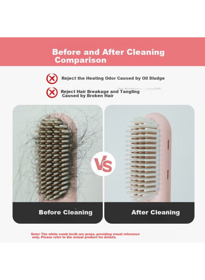 Tsuyagla Wireless Hair Straightening Comb Ionic Hair Care Portable Dual-use Long-lasting Styling Hair Comb Straightening Clip Remove Odor Grease Dirt T606 Pink - Image 2