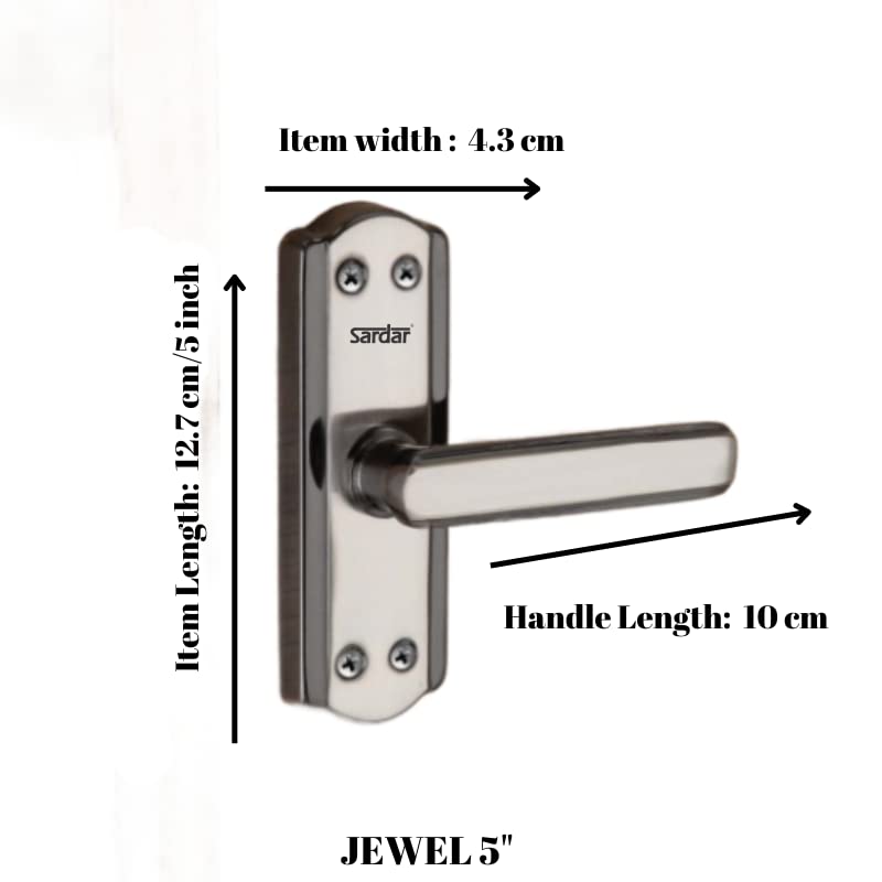 SARDAR Iron Jewel 5 Black Silver Iron Baby Latch| Bathroom Door Handle| Mortise Door Handle With Baby Latch| Keyless Handle Bathroom, Pull Handle - Image 2