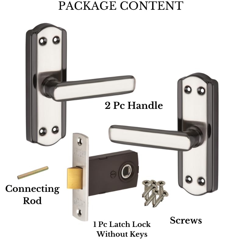 SARDAR Iron Jewel 5 Black Silver Iron Baby Latch| Bathroom Door Handle| Mortise Door Handle With Baby Latch| Keyless Handle Bathroom, Pull Handle - Image 3