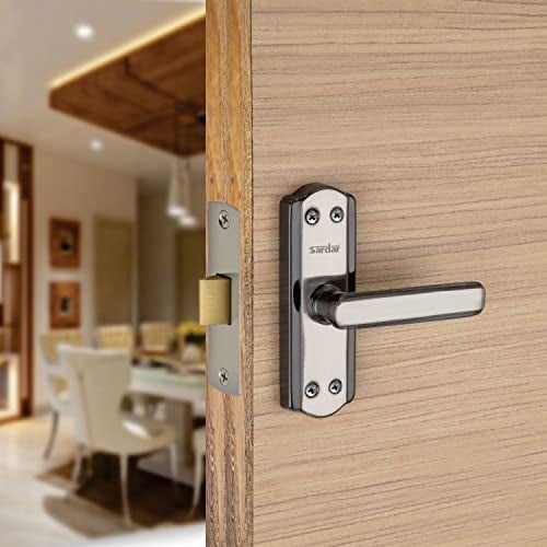SARDAR Iron Jewel 5 Black Silver Iron Baby Latch| Bathroom Door Handle| Mortise Door Handle With Baby Latch| Keyless Handle Bathroom, Pull Handle - Image 1