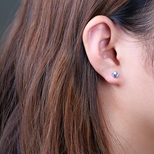 Limerencia G23 Hypoallergenic Pure Titanium Earrings, Opal/Moonstone/Cat's Eye/Blue Turquoise Stud Earrings, F136 Implant Grade|Delicate Jewelry for Sensitive Ears (5mm, Moonstone) - Image 4