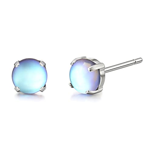 Limerencia G23 Hypoallergenic Pure Titanium Earrings, Opal/Moonstone/Cat's Eye/Blue Turquoise Stud Earrings, F136 Implant Grade|Delicate Jewelry for Sensitive Ears (5mm, Moonstone) - Image 1