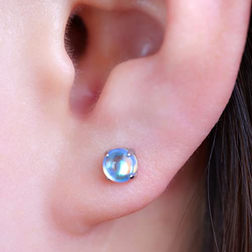 Limerencia G23 Hypoallergenic Pure Titanium Earrings, Opal/Moonstone/Cat's Eye/Blue Turquoise Stud Earrings, F136 Implant Grade|Delicate Jewelry for Sensitive Ears (5mm, Moonstone) - Image 5