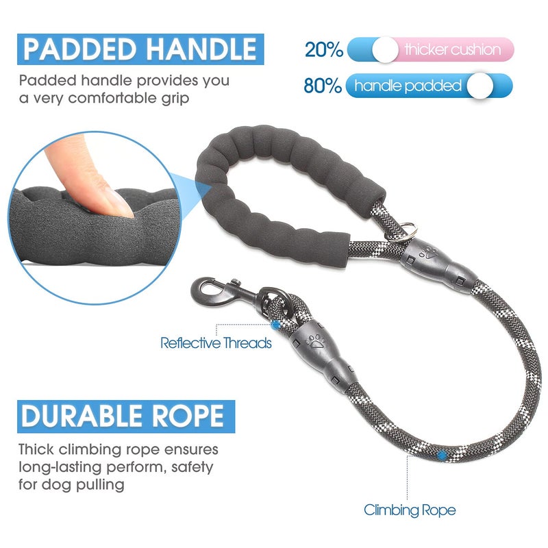 BAAPET 2/4/5/6 FT Dog Leash with Comfortable Padded Handle and Highly Reflective Threads for Small Medium and Large Dogs (2FT-1/2'', Black) - Image 2