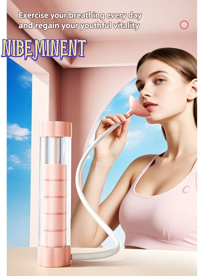 NIBEMINENT Adjustable Dumbbell Respiratory Trainer for Lungs & Breathing Trainer Lung Capacity Exerciser – Home Lung Function Rehabilitation Device for Adults & Kids, 3-Ball Incentive Spirometer for Abdominal Core Training & Jawline Slimming - Image 1