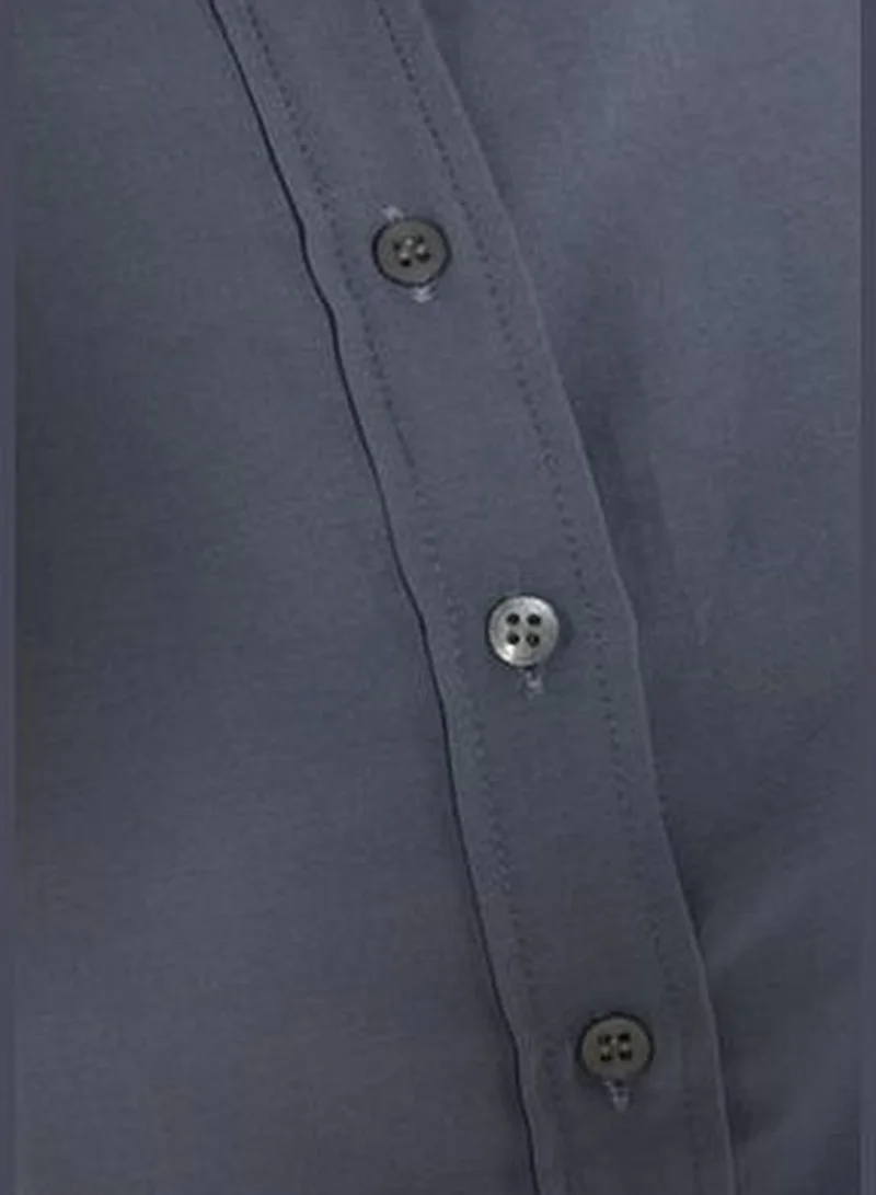 trendyol Anthracite Loose Fit Woven Cotton Shirt TWOAW20GO0107