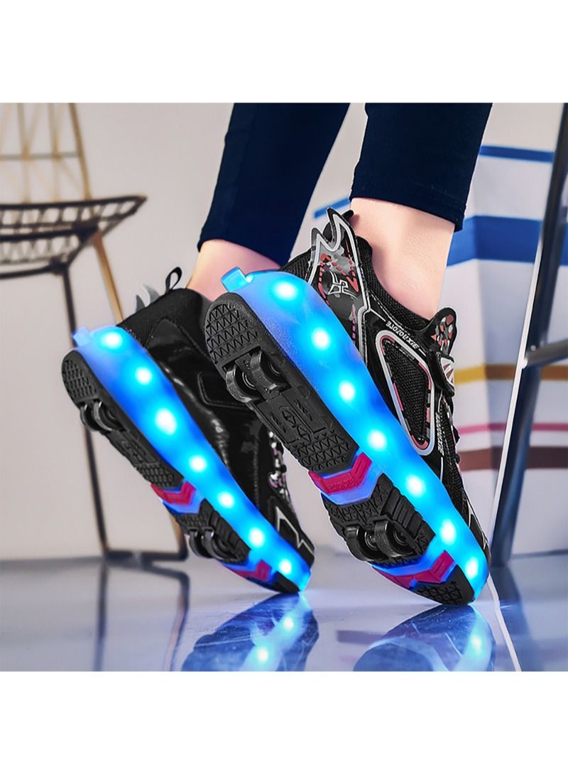 Kidle Kids Roller Skates Shoes Rechargeable Skates Shoes With Double Wheels Sport Sneaker Outdoor Luminous Shoes for Kids For Boys Girls - Image 3