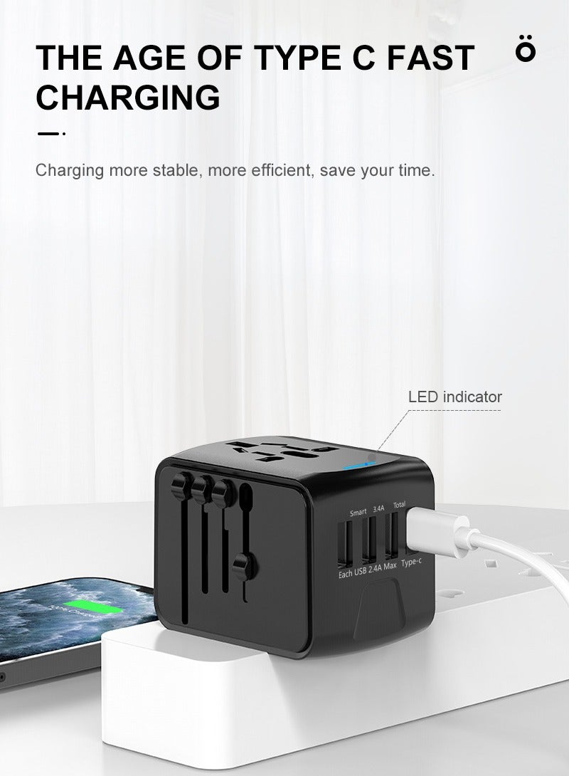 Universal Travel Adapter with Multi-USB and Type-C Port with Overcurrent Protection - Image 4
