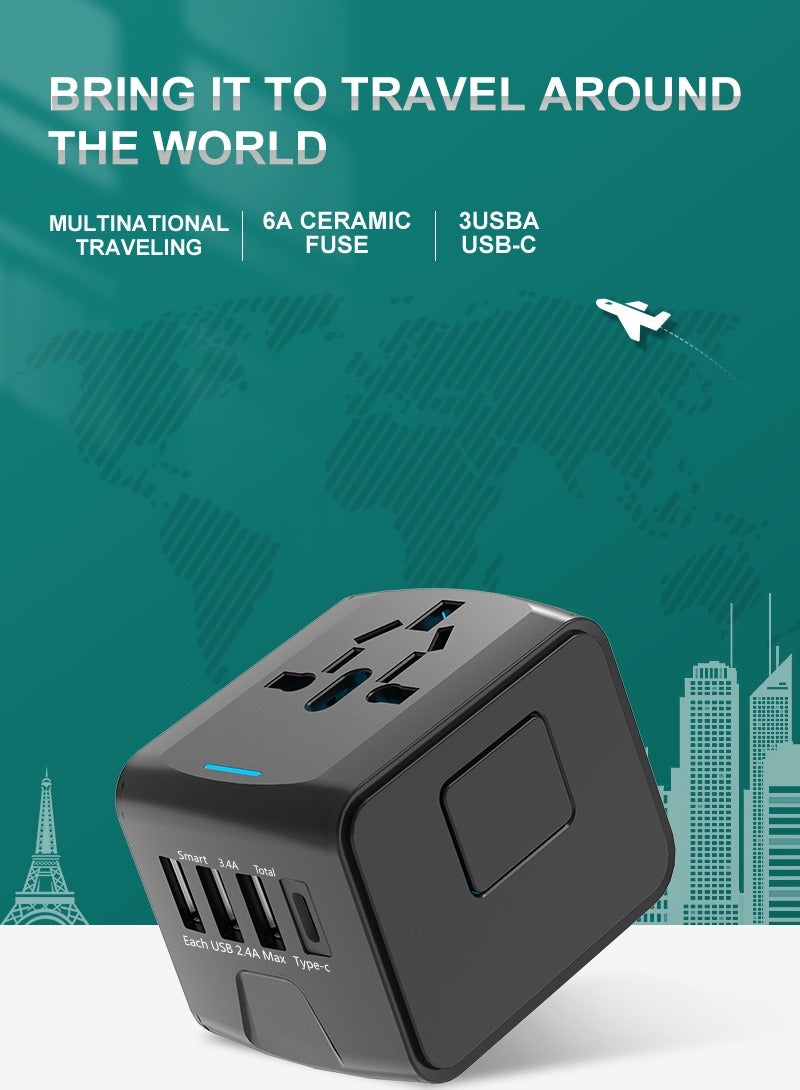 Universal Travel Adapter with Multi-USB and Type-C Port with Overcurrent Protection - Image 3
