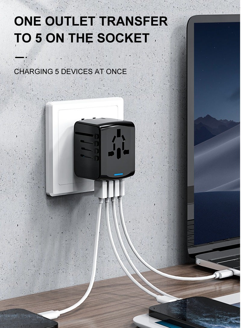 Universal Travel Adapter with Multi-USB and Type-C Port with Overcurrent Protection - Image 5