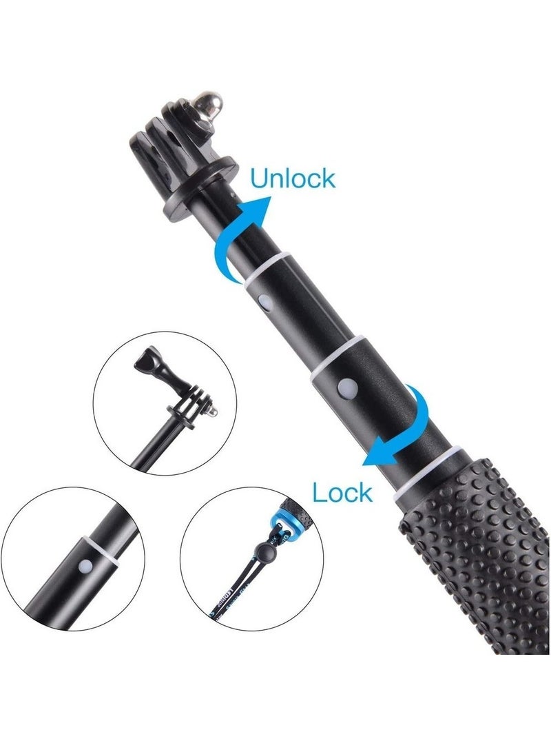 Selfie Stick 19” Waterproof Hand Grip Adjustable Extension Monopod Pole Compatible With GoPro Hero 9 8 7 6 5 4 3+ 3 2 1 Session  - Image 2