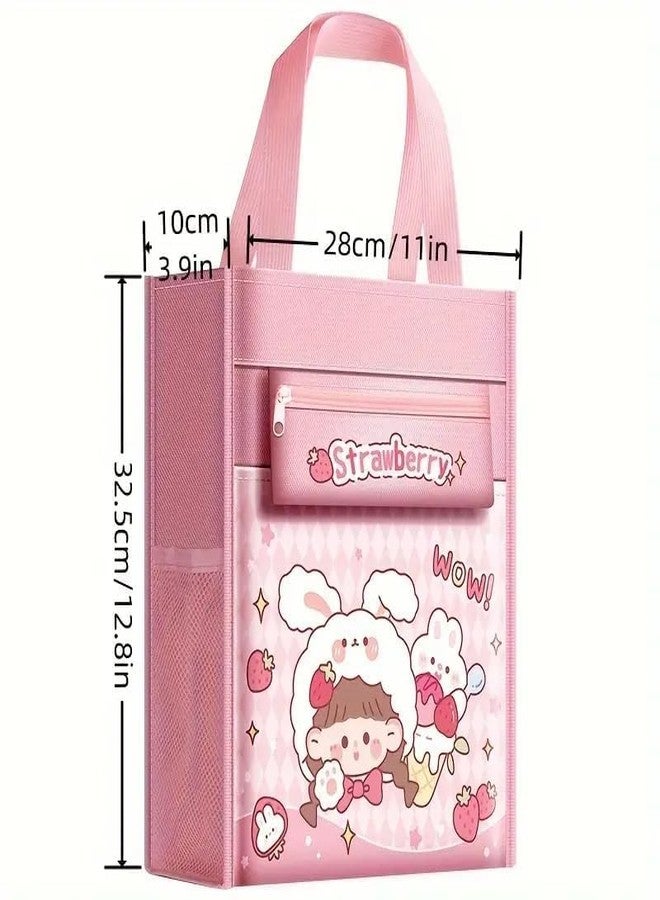 Ranjkri Print Delight Handbag/Tutor Bag for Children, Test Paper Book Storage Bags Kids Handmade Art Supplies Bags Thick Waterproof Portable Storage Bag for Girls (Cute Sweet Girl Pouch Bag) - Image 5