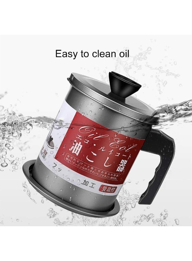 Kitchen Oil Strainer Pot with Filter – 1.4L Stainless Steel Oil Dispenser & Storage Container - Image 1