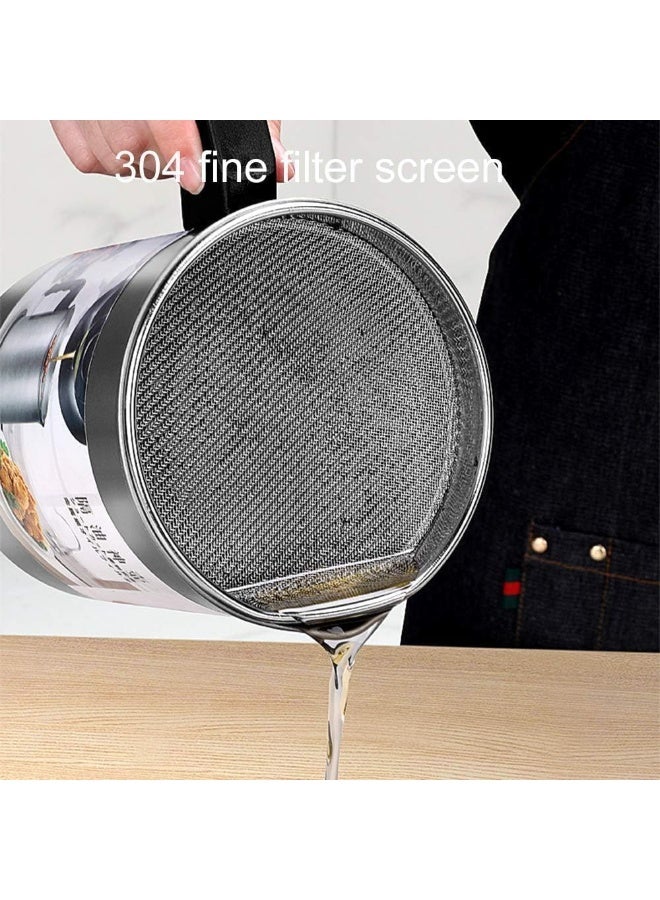 Kitchen Oil Strainer Pot with Filter – 1.4L Stainless Steel Oil Dispenser & Storage Container - Image 2