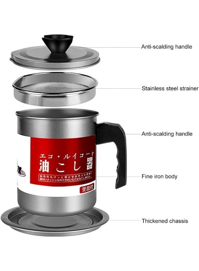 Kitchen Oil Strainer Pot with Filter – 1.4L Stainless Steel Oil Dispenser & Storage Container - Image 3